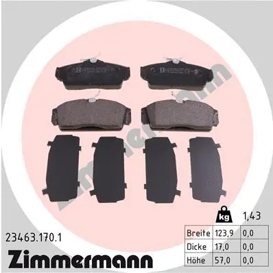 Diskinių stabdžių trinkelių rinkinys ZIMMERMANN 23463.170.1