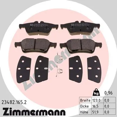 Diskinių stabdžių trinkelių rinkinys ZIMMERMANN 23482.165.2