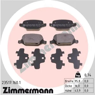 Diskinių stabdžių trinkelių rinkinys ZIMMERMANN 23517.160.1