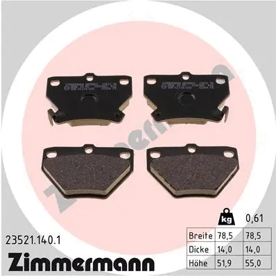 Diskinių stabdžių trinkelių rinkinys ZIMMERMANN 23521.140.1