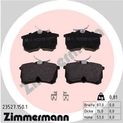Diskinių stabdžių trinkelių rinkinys ZIMMERMANN 23527.150.1