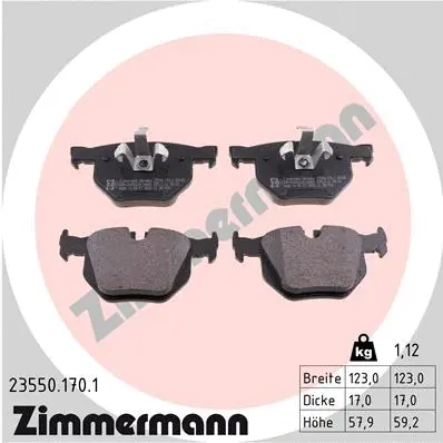 Diskinių stabdžių trinkelių rinkinys ZIMMERMANN 23550.170.1