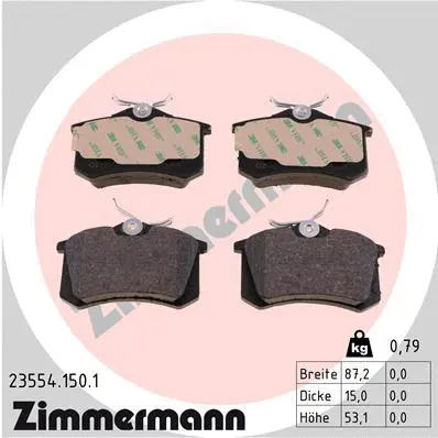 Diskinių stabdžių trinkelių rinkinys ZIMMERMANN 23554.150.1