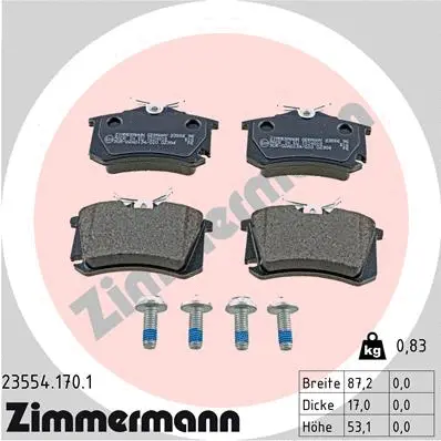 Diskinių stabdžių trinkelių rinkinys ZIMMERMANN 23554.170.1