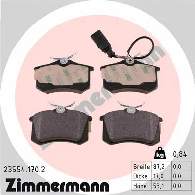 Diskinių stabdžių trinkelių rinkinys ZIMMERMANN 23554.170.2