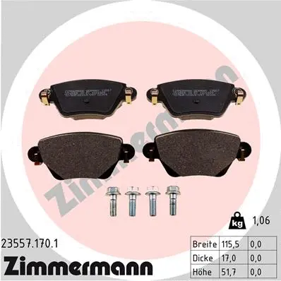 Diskinių stabdžių trinkelių rinkinys ZIMMERMANN 23557.170.1