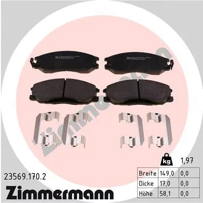 Diskinių stabdžių trinkelių rinkinys ZIMMERMANN 23569.170.2