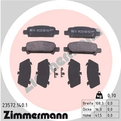 Diskinių stabdžių trinkelių rinkinys ZIMMERMANN 23572.140.1