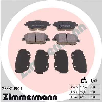 Diskinių stabdžių trinkelių rinkinys ZIMMERMANN 23581.190.1