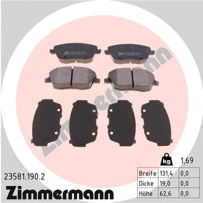 Diskinių stabdžių trinkelių rinkinys ZIMMERMANN 23581.190.2