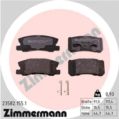 Diskinių stabdžių trinkelių rinkinys ZIMMERMANN 23582.155.1