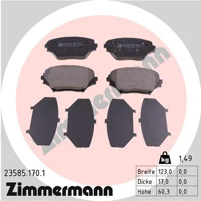 Diskinių stabdžių trinkelių rinkinys ZIMMERMANN 23585.170.1