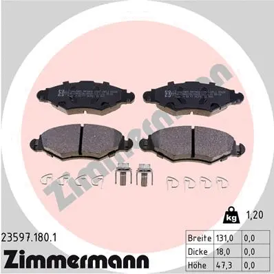 Diskinių stabdžių trinkelių rinkinys ZIMMERMANN 23597.180.1