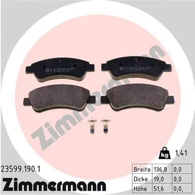 Diskinių stabdžių trinkelių rinkinys ZIMMERMANN 23599.190.1