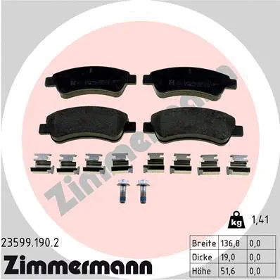 Diskinių stabdžių trinkelių rinkinys ZIMMERMANN 23599.190.2