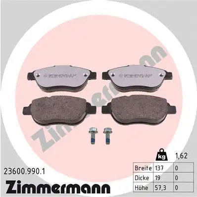 Diskinių stabdžių trinkelių rinkinys ZIMMERMANN 23600.990.1