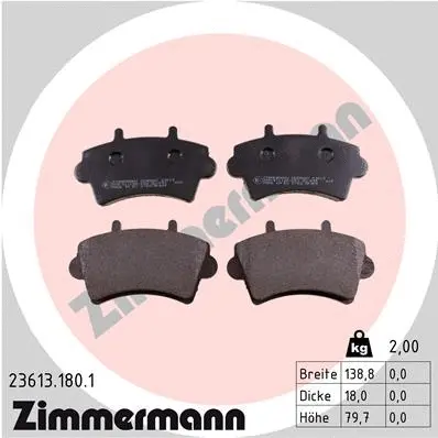 Diskinių stabdžių trinkelių rinkinys ZIMMERMANN 23613.180.1