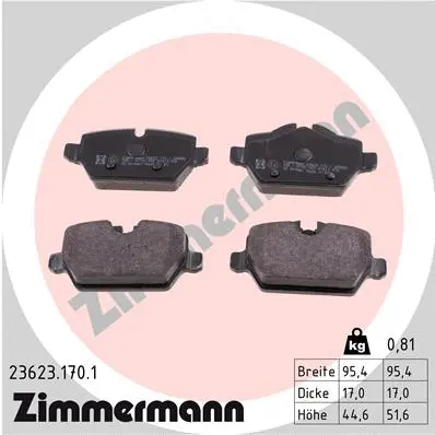 Diskinių stabdžių trinkelių rinkinys ZIMMERMANN 23623.170.1