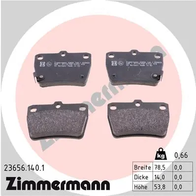 Diskinių stabdžių trinkelių rinkinys ZIMMERMANN 23656.140.1