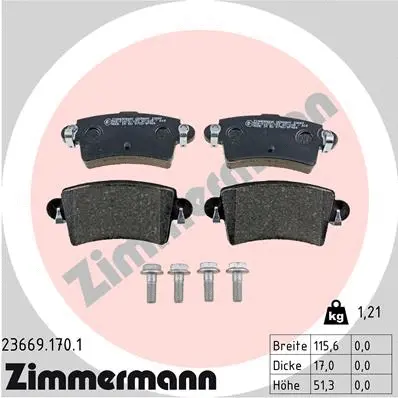 Diskinių stabdžių trinkelių rinkinys ZIMMERMANN 23669.170.1