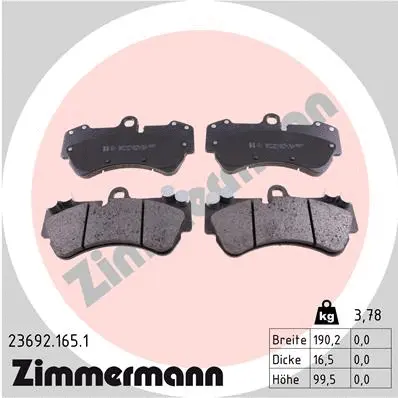 Diskinių stabdžių trinkelių rinkinys ZIMMERMANN 23692.165.1