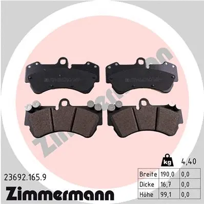 Diskinių stabdžių trinkelių rinkinys ZIMMERMANN 23692.165.9
