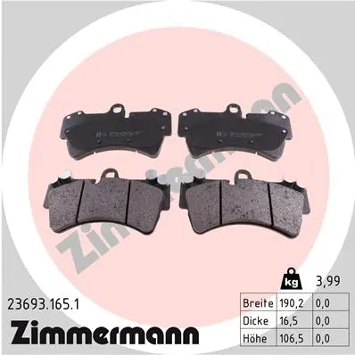 Diskinių stabdžių trinkelių rinkinys ZIMMERMANN 23693.165.1