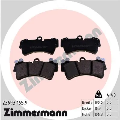 Diskinių stabdžių trinkelių rinkinys ZIMMERMANN 23693.165.9