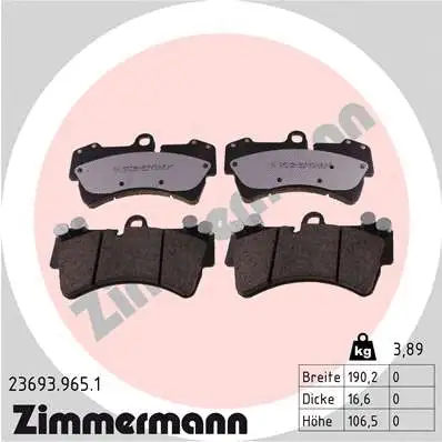Diskinių stabdžių trinkelių rinkinys ZIMMERMANN 23693.965.1