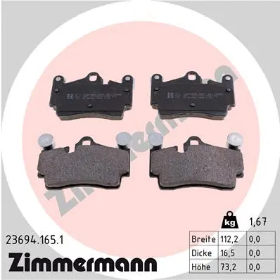 Diskinių stabdžių trinkelių rinkinys ZIMMERMANN 23694.165.1