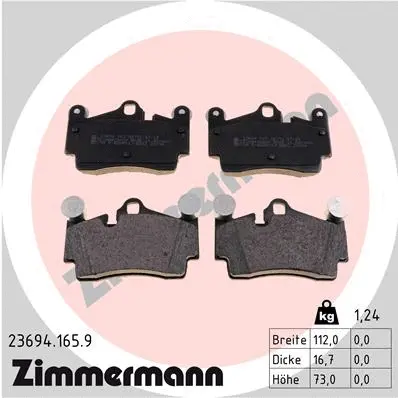 Diskinių stabdžių trinkelių rinkinys ZIMMERMANN 23694.165.9