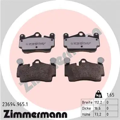 Diskinių stabdžių trinkelių rinkinys ZIMMERMANN 23694.965.1