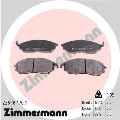 Diskinių stabdžių trinkelių rinkinys ZIMMERMANN 23698.170.1