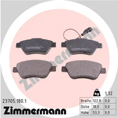 Diskinių stabdžių trinkelių rinkinys ZIMMERMANN 23705.180.1