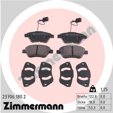 Diskinių stabdžių trinkelių rinkinys ZIMMERMANN 23706.180.2
