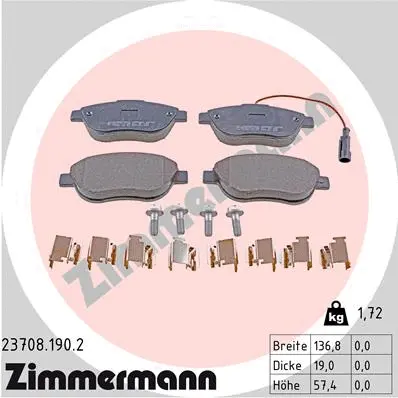 Diskinių stabdžių trinkelių rinkinys ZIMMERMANN 23708.190.2