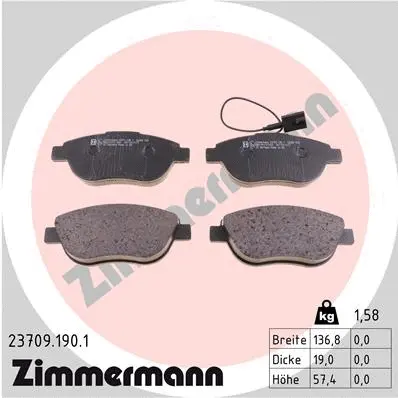 Diskinių stabdžių trinkelių rinkinys ZIMMERMANN 23709.190.1