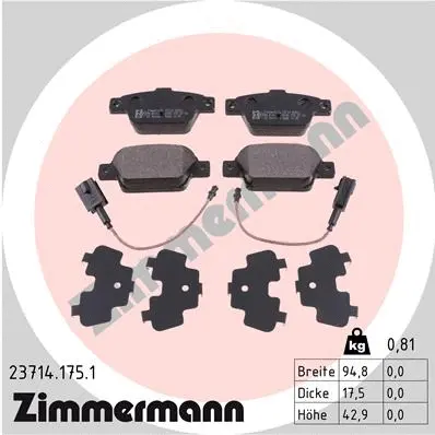 Diskinių stabdžių trinkelių rinkinys ZIMMERMANN 23714.175.1