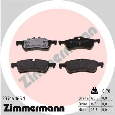 Diskinių stabdžių trinkelių rinkinys ZIMMERMANN 23716.165.1