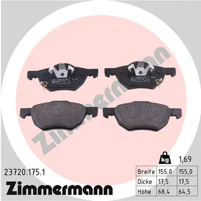 Diskinių stabdžių trinkelių rinkinys ZIMMERMANN 23720.175.1
