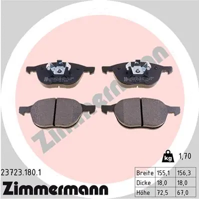Diskinių stabdžių trinkelių rinkinys ZIMMERMANN 23723.180.1