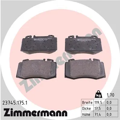 Diskinių stabdžių trinkelių rinkinys ZIMMERMANN 23745.175.1