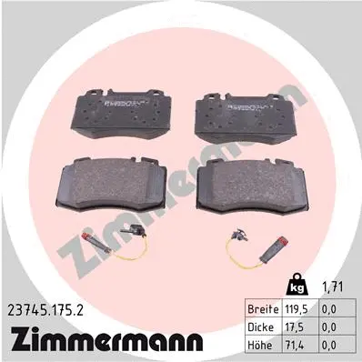 Diskinių stabdžių trinkelių rinkinys ZIMMERMANN 23745.175.2
