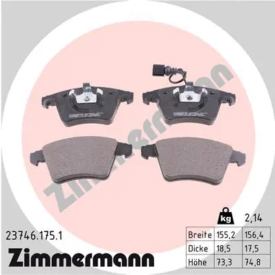 Diskinių stabdžių trinkelių rinkinys ZIMMERMANN 23746.175.1
