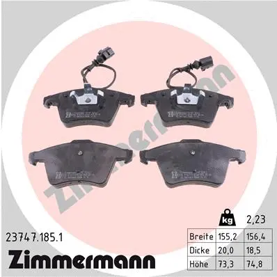 Diskinių stabdžių trinkelių rinkinys ZIMMERMANN 23747.185.1