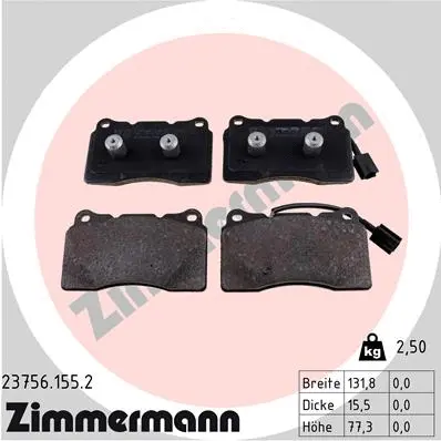 Diskinių stabdžių trinkelių rinkinys ZIMMERMANN 23756.155.2