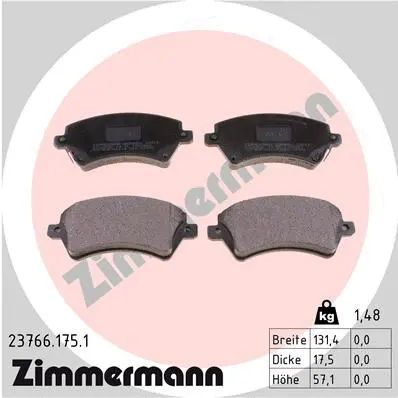 Diskinių stabdžių trinkelių rinkinys ZIMMERMANN 23766.175.1