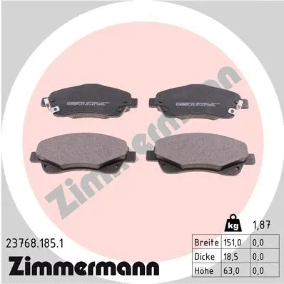 Diskinių stabdžių trinkelių rinkinys ZIMMERMANN 23768.185.1