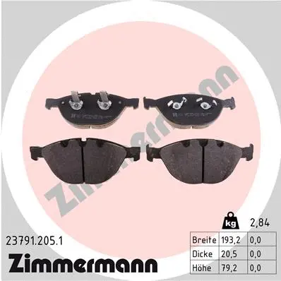 Diskinių stabdžių trinkelių rinkinys ZIMMERMANN 23791.205.1