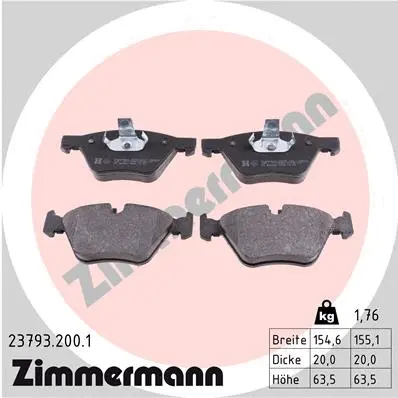 Diskinių stabdžių trinkelių rinkinys ZIMMERMANN 23793.200.1